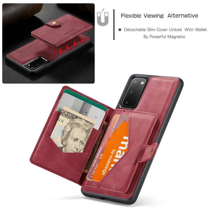 JEEHOOD - JEEHOOD J01 Fodral för Samsung Galaxy S20 5G Retro Läder Röd