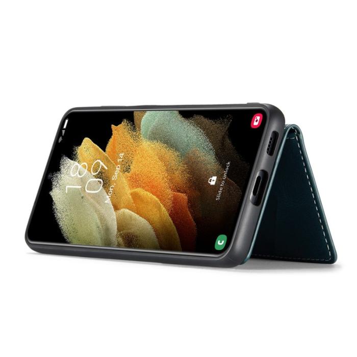 JEEHOOD - JEEHOOD J01 Fodral för Samsung Galaxy S21 FE 5G Läder TPU Blå