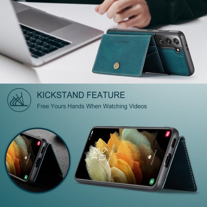 JEEHOOD - JEEHOOD J01 Fodral för Samsung Galaxy S21 FE 5G Läder TPU Blå