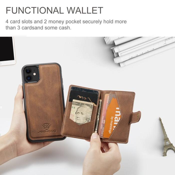 JEEHOOD - JEEHOOD J01 iPhone 11 Pro Max Skal Retro Läder - Brun