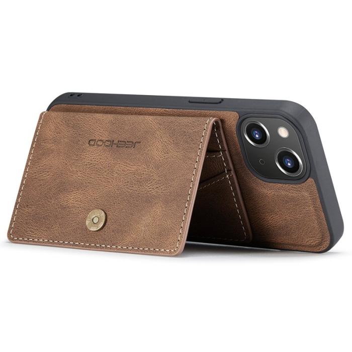 JEEHOOD - JEEHOOD J01 iPhone 13 Skal med Kortfack Läder - Brun