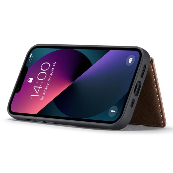 JEEHOOD - JEEHOOD J01 iPhone 13 Skal med Kortfack Läder - Brun