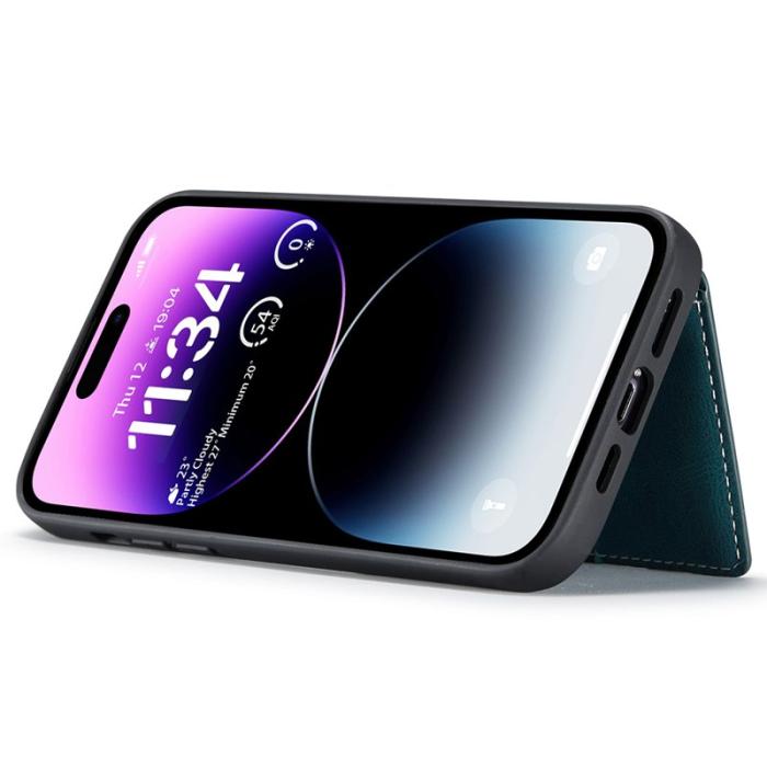 JEEHOOD - JEEHOOD J01 iPhone 14 Pro Skal Läder TPU Magnet Blå