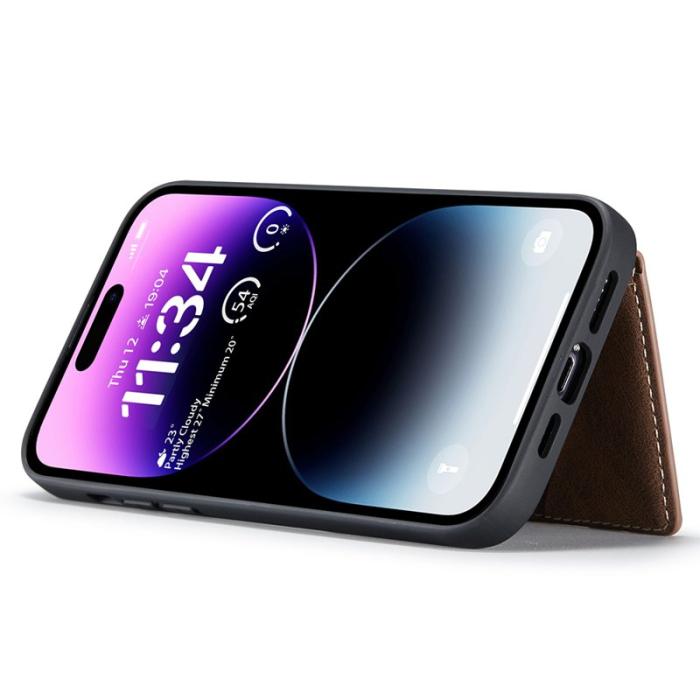 JEEHOOD - JEEHOOD J01 iPhone 14 Pro Skal Läder TPU Magnetisk Brun