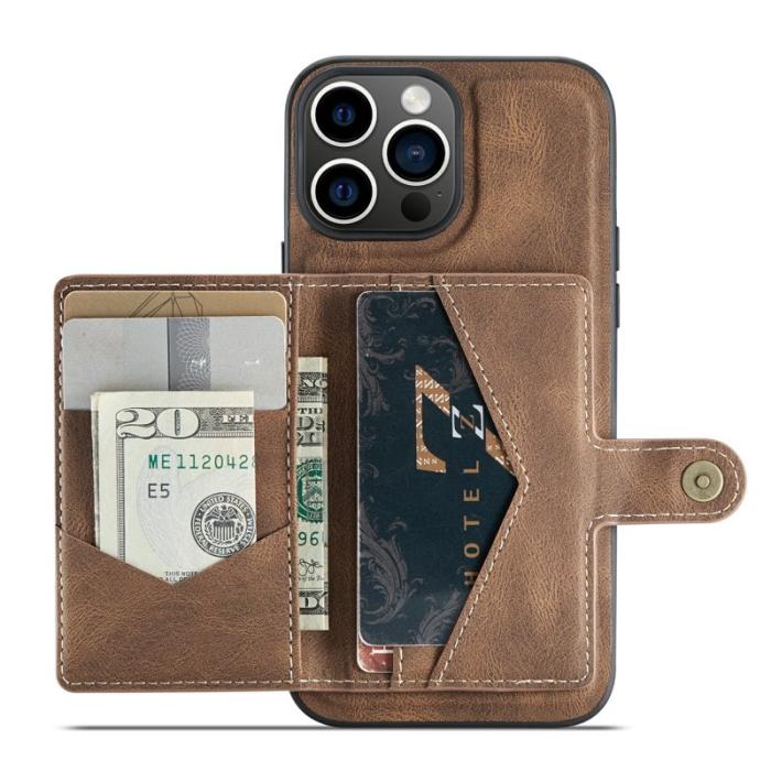 JEEHOOD - JEEHOOD J01 iPhone 15 Pro Max Skal Läder+TPU Fodral Brun