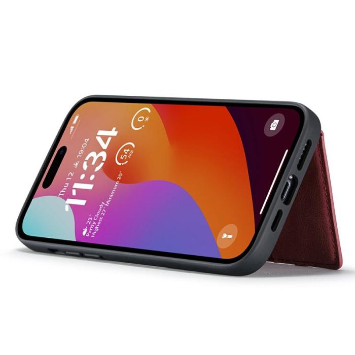 JEEHOOD - JEEHOOD J01 iPhone 15 Pro Max Skal Läder+TPU Röd