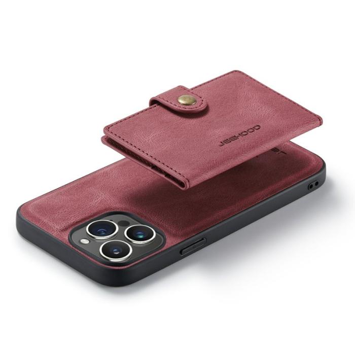 JEEHOOD - JEEHOOD J01 iPhone 15 Pro Skal Kickstand Kortficka Röd