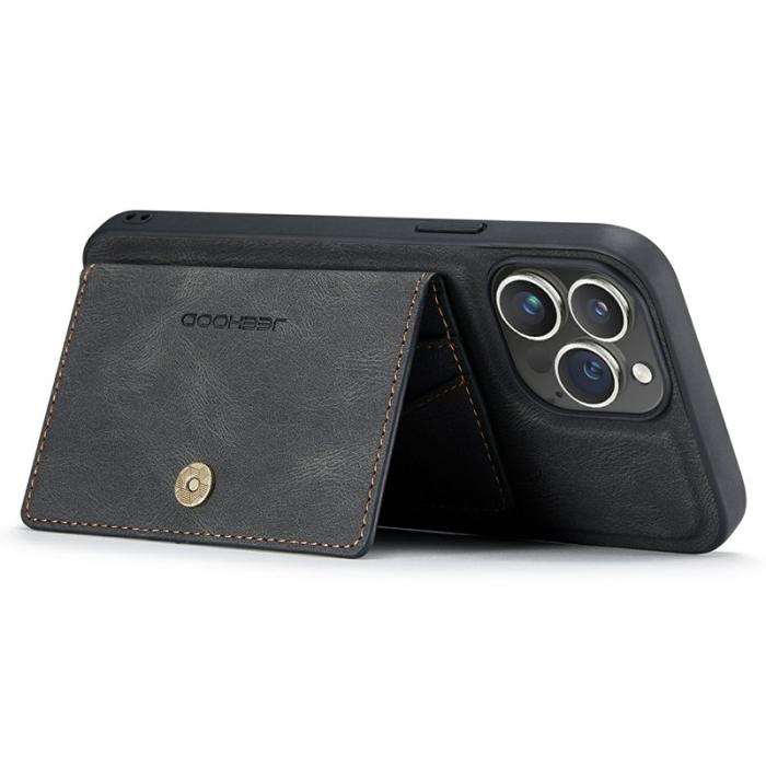 JEEHOOD - JEEHOOD J01 iPhone 15 Pro Skal med Kickstand och Kortfack - Svart