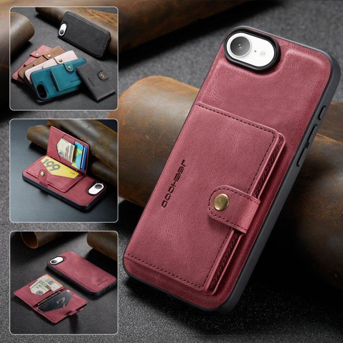 JEEHOOD - JEEHOOD J01 iPhone 16e Fodral Retro Läder Röd