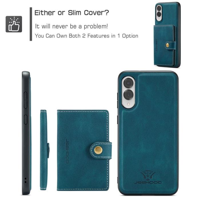 JEEHOOD - JEEHOOD J01 Retro Läder Skal för Samsung Galaxy S25 Edge - Blå