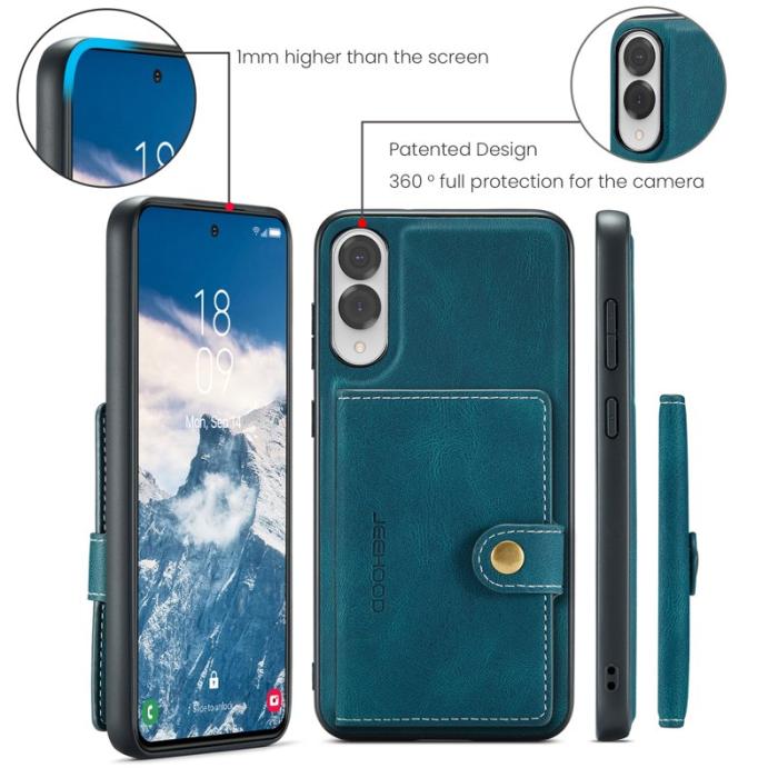 JEEHOOD - JEEHOOD J01 Retro Läder Skal för Samsung Galaxy S25 Edge - Blå