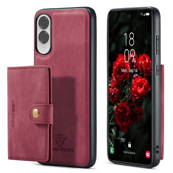 JEEHOOD - JEEHOOD J01 Retro Läder Skal för Samsung Galaxy S25 Edge - Röd