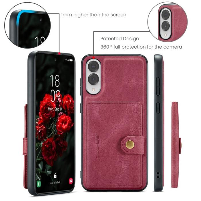 JEEHOOD - JEEHOOD J01 Retro Läder Skal för Samsung Galaxy S25 Edge - Röd