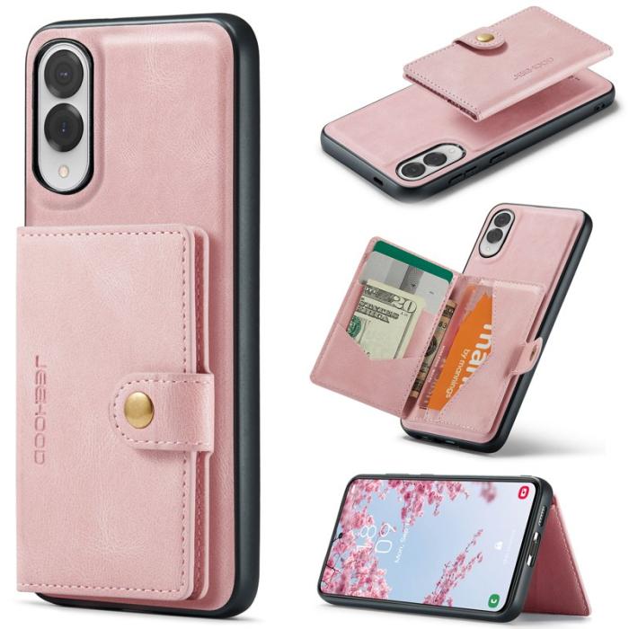 JEEHOOD - JEEHOOD J01 Retro Läder Skal för Samsung Galaxy S25 Edge - Rosa