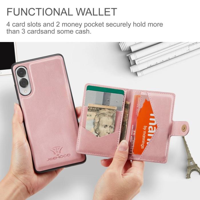 JEEHOOD - JEEHOOD J01 Retro Läder Skal för Samsung Galaxy S25 Edge - Rosa