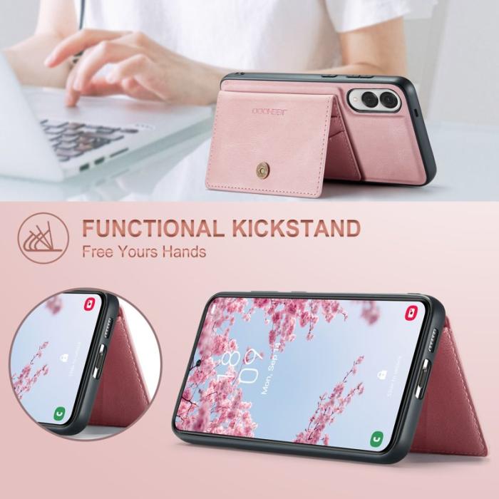 JEEHOOD - JEEHOOD J01 Retro Läder Skal för Samsung Galaxy S25 Edge - Rosa