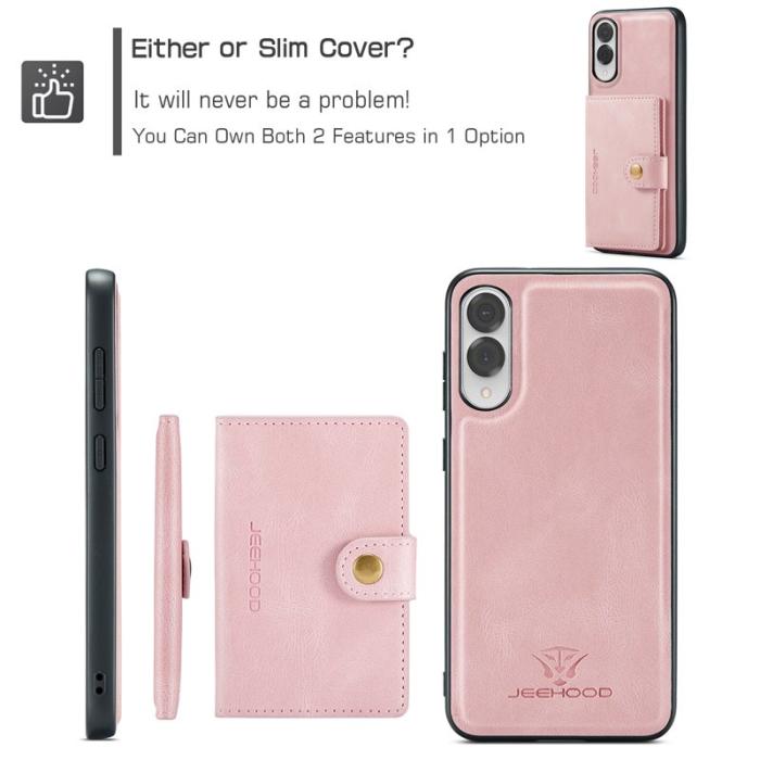 JEEHOOD - JEEHOOD J01 Retro Läder Skal för Samsung Galaxy S25 Edge - Rosa