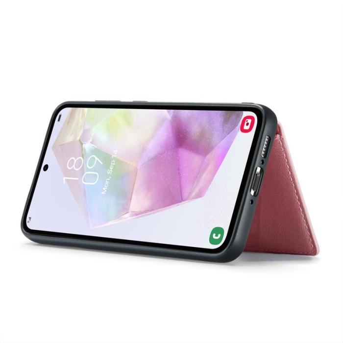 JEEHOOD - JEEHOOD J01 Samsung Galaxy A35 5G Skal Kortfack Retro Läder Rosa