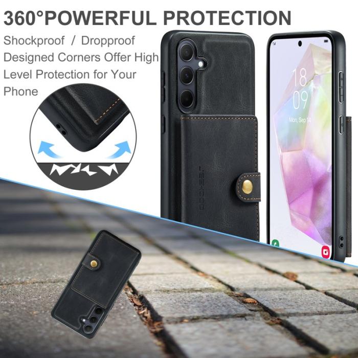 JEEHOOD - JEEHOOD J01 Samsung Galaxy A35 5G Skal Retro Läder TPU Svart