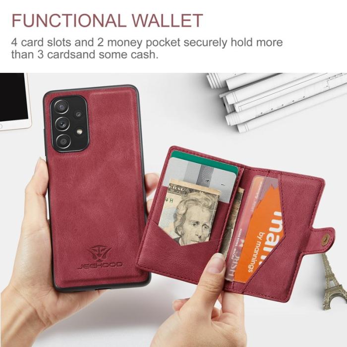 JEEHOOD - JEEHOOD J01 Samsung Galaxy A53 5G Skal Läder Röd