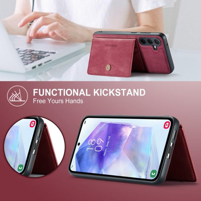 JEEHOOD - JEEHOOD J01 Samsung Galaxy A55 5G Skal Läder+TPU Röd