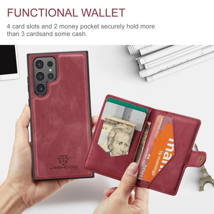 JEEHOOD - JEEHOOD J01 Samsung Galaxy S24 Ultra Skal Kickstand Röd