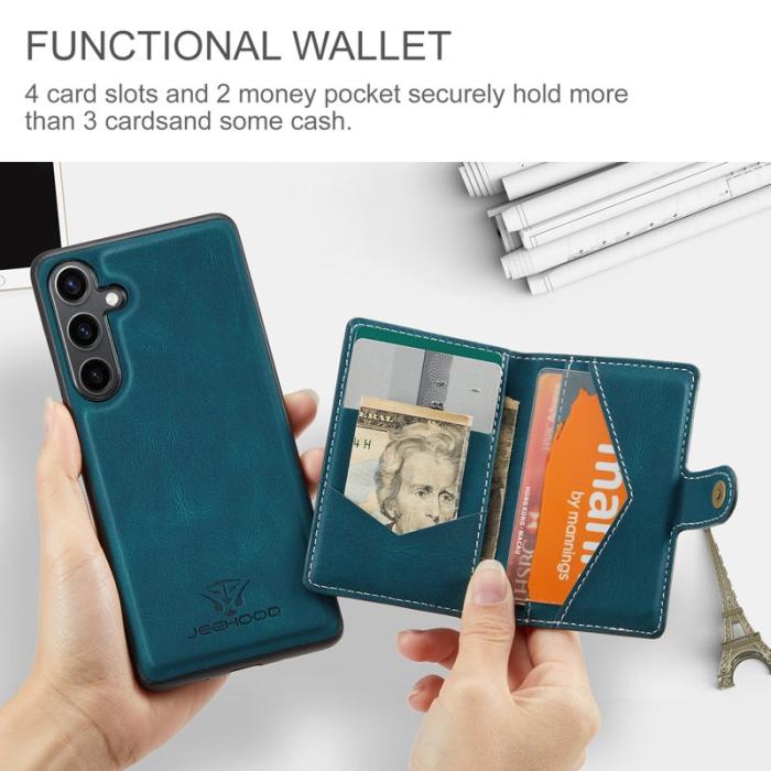 JEEHOOD - JEEHOOD J01 Skal för Samsung Galaxy S25 Retro Läder Blå