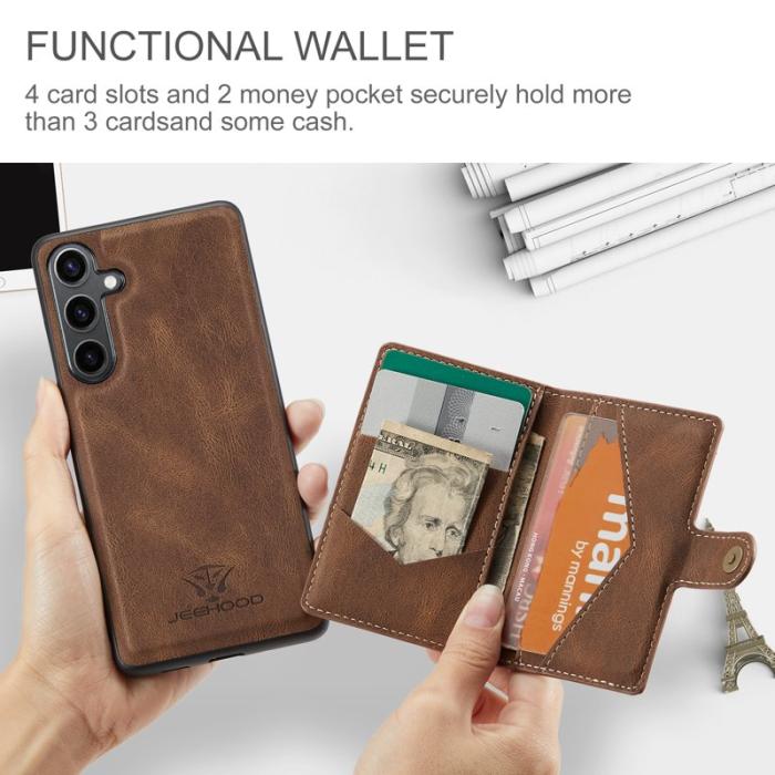 JEEHOOD - JEEHOOD J01 Skal för Samsung Galaxy S25+ Retro Läder Brun