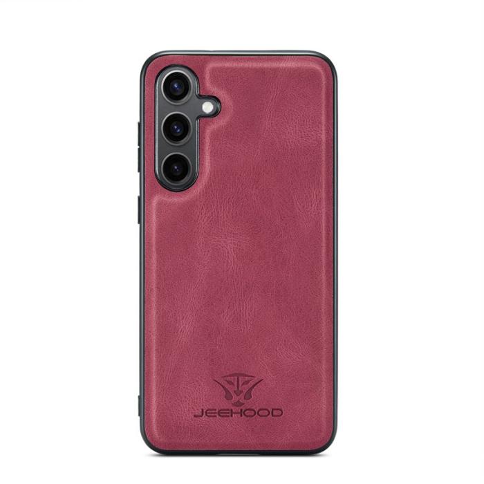 JEEHOOD - JEEHOOD J01 Skal för Samsung Galaxy S25 Retro Läder Röd