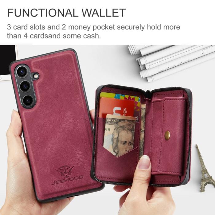 JEEHOOD - JEEHOOD J02 Fodral för Samsung Galaxy S24 FE Röd 2-i-1 TPU