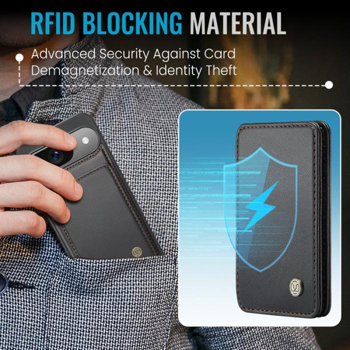 JEEHOOD - JEEHOOD J05 Fodral för Google Pixel 9 Pro - Läder - Svart