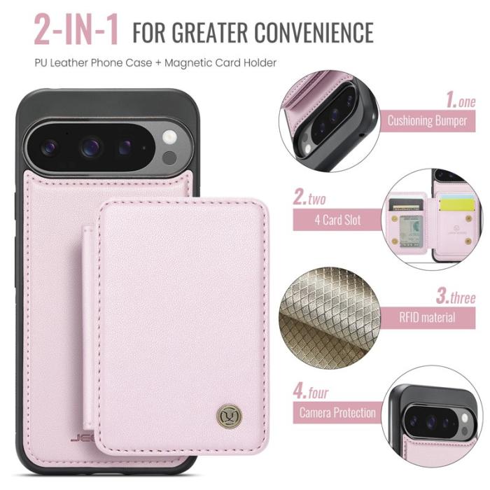 JEEHOOD - JEEHOOD J05 Fodral för Google Pixel 9 Pro XL Läder Rosa