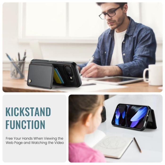 JEEHOOD - JEEHOOD J05 Fodral för Google Pixel 9a i Läder - Svart