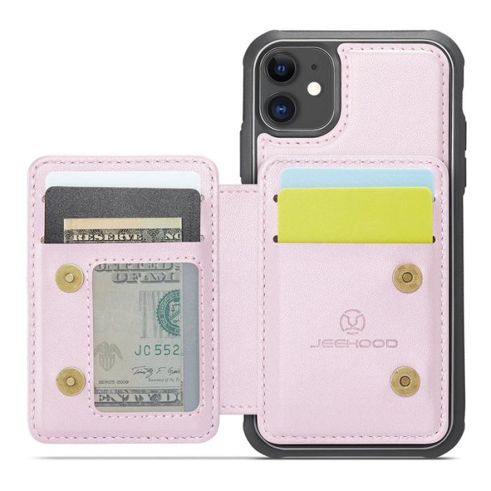 JEEHOOD - JEEHOOD J05 Fodral för iPhone 11 i läder med kortficka - Rosa