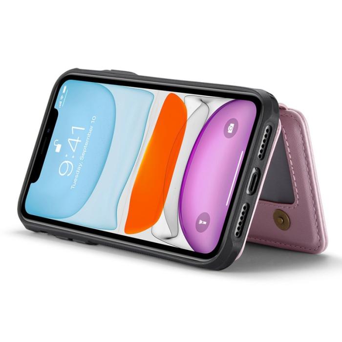 JEEHOOD - JEEHOOD J05 Fodral för iPhone 11 i läder med kortficka - Rosa