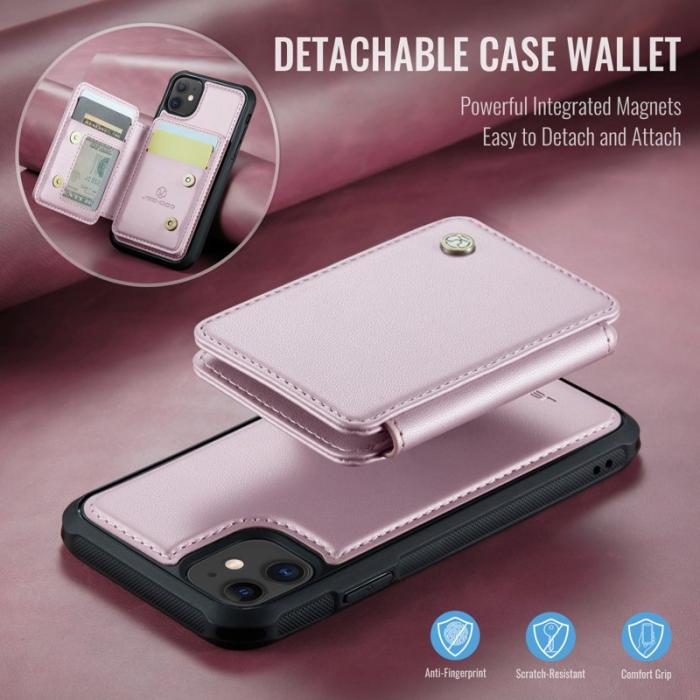 JEEHOOD - JEEHOOD J05 Fodral för iPhone 11 i läder med kortficka - Rosa