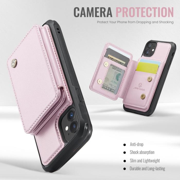 JEEHOOD - JEEHOOD J05 Fodral för iPhone 11 i läder med kortficka - Rosa