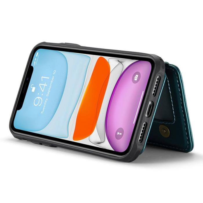 JEEHOOD - JEEHOOD J05 Fodral för iPhone 11 Läder med Magnetisk Kortväska Cyan