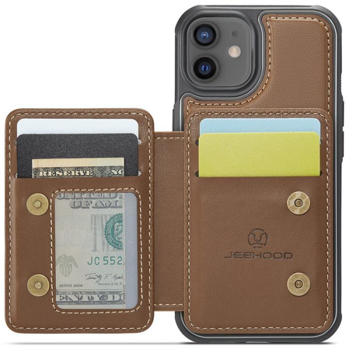 JEEHOOD - JEEHOOD J05 Fodral för iPhone 12 / 12 Pro Läder Brun