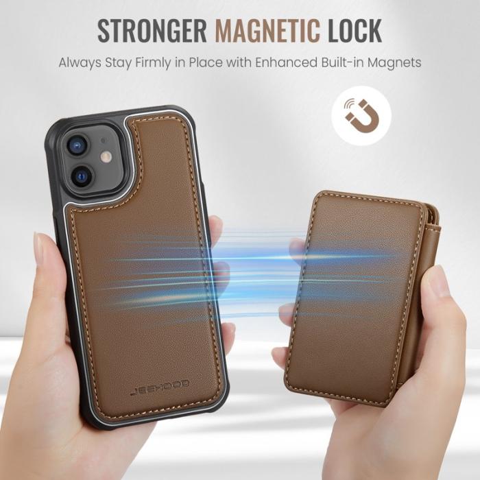 JEEHOOD - JEEHOOD J05 Fodral för iPhone 12 / 12 Pro Läder Brun