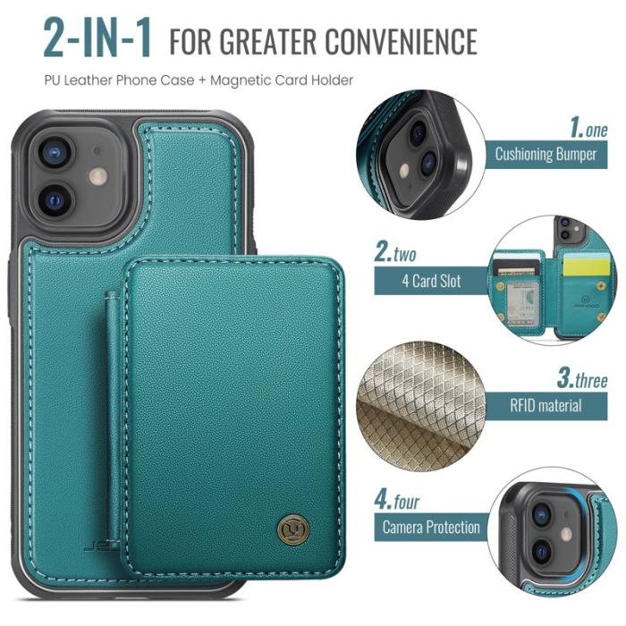 JEEHOOD - JEEHOOD J05 Fodral för iPhone 12 / 12 Pro Läder Cyan