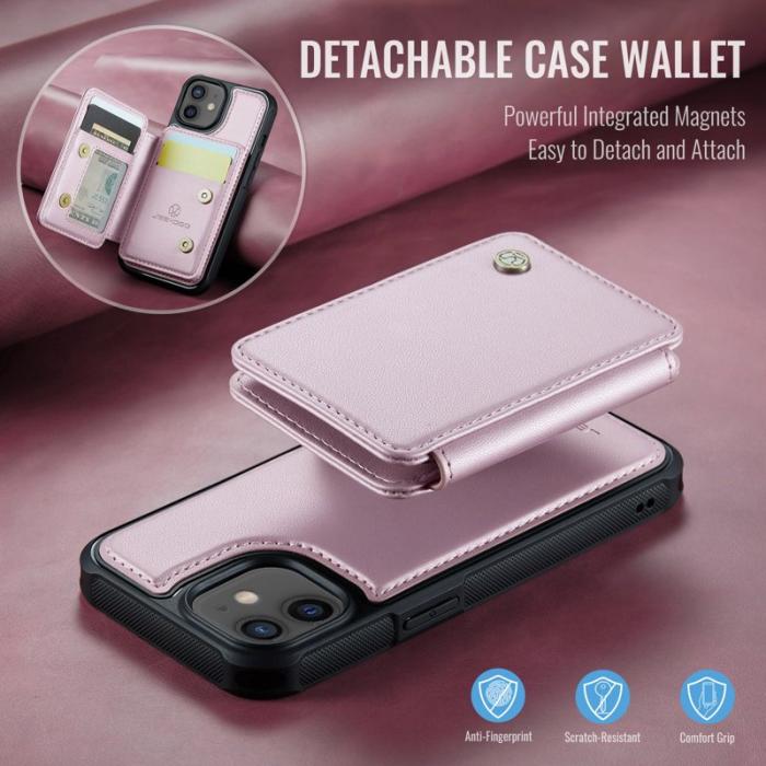 JEEHOOD - JEEHOOD J05 Fodral för iPhone 12 / 12 Pro Läder Rosa