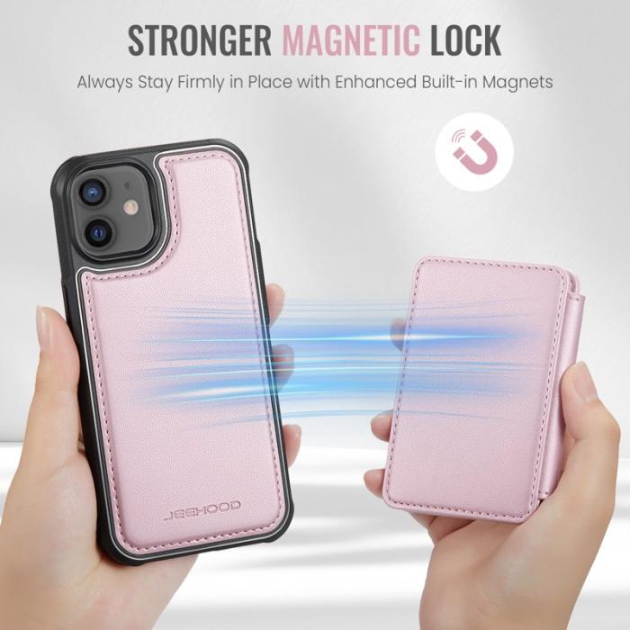 JEEHOOD - JEEHOOD J05 Fodral för iPhone 12 / 12 Pro Läder Rosa