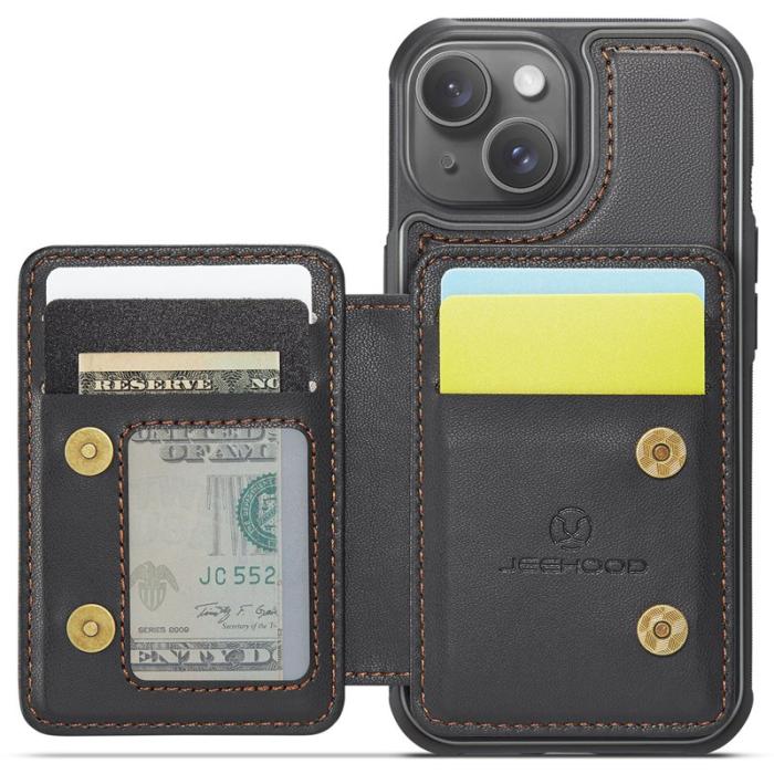 JEEHOOD - JEEHOOD J05 Fodral för iPhone 15 Plus i Läder - Svart