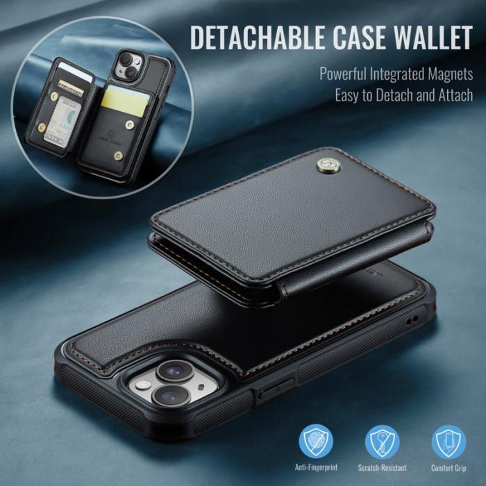 JEEHOOD - JEEHOOD J05 Fodral för iPhone 15 Plus i Läder - Svart