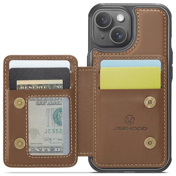 JEEHOOD - JEEHOOD J05 Fodral för iPhone 15 Plus Läder Brun