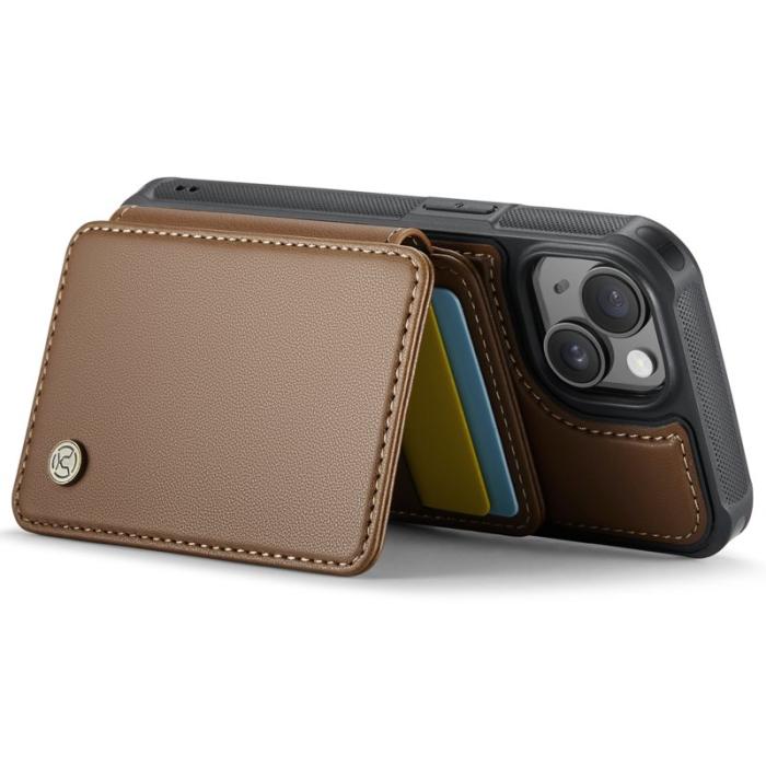 JEEHOOD - JEEHOOD J05 Fodral för iPhone 15 Plus Läder Brun