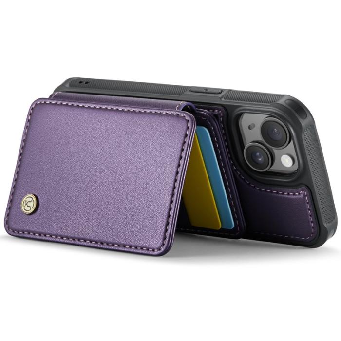 JEEHOOD - JEEHOOD J05 Fodral för iPhone 15 Plus Läder Lila