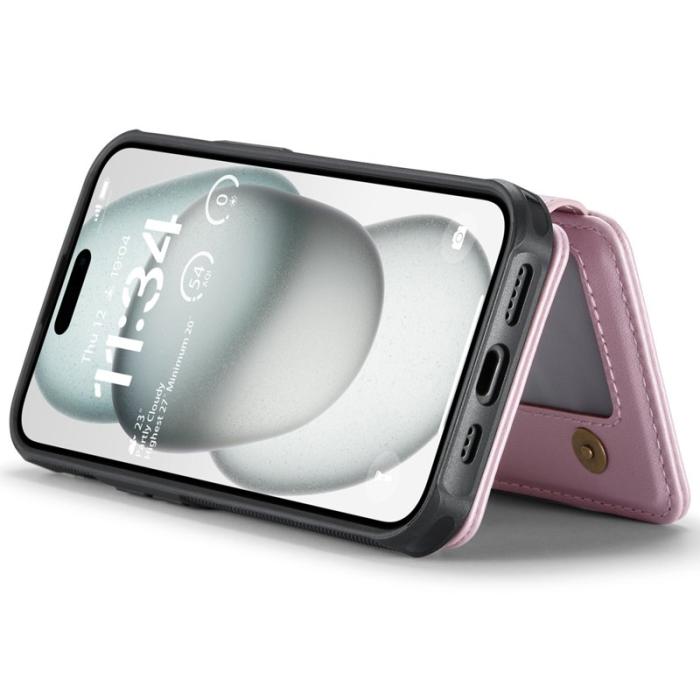 JEEHOOD - JEEHOOD J05 Fodral för iPhone 15 Plus Läder med Kortficka - Rosa