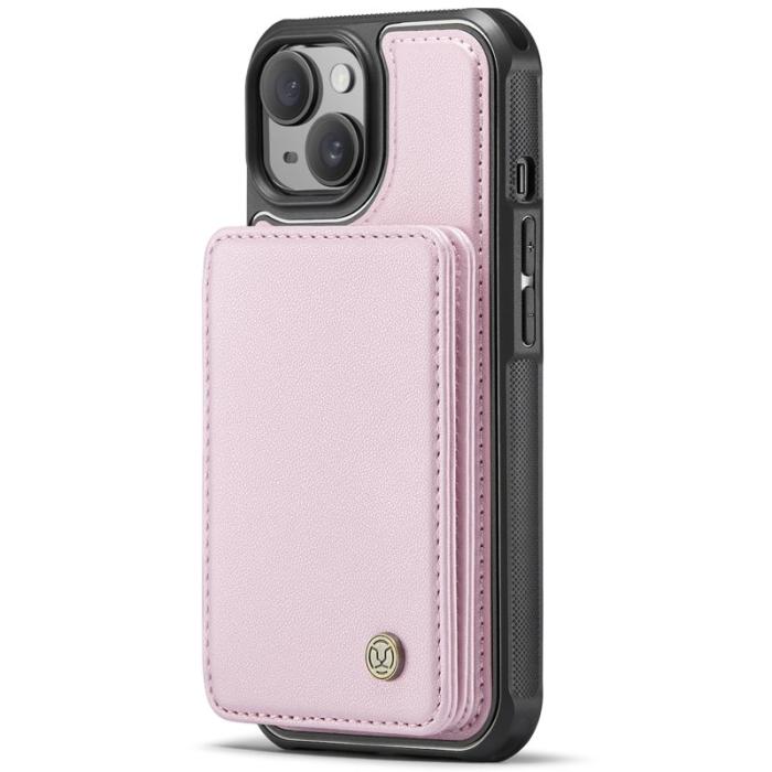 JEEHOOD - JEEHOOD J05 Fodral för iPhone 15 Plus Läder med Kortficka - Rosa